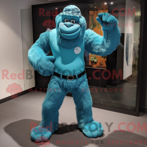 Blågrøn Gorilla maskot...