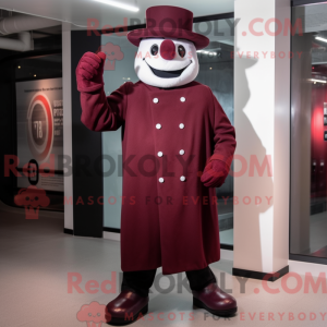 Maroon Mime-mascottekostuum...