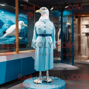 Cyan Seagull maskot kostume...