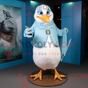 Cyan Seagull maskot kostume...