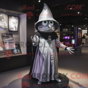 Sølv heks maskot kostume...