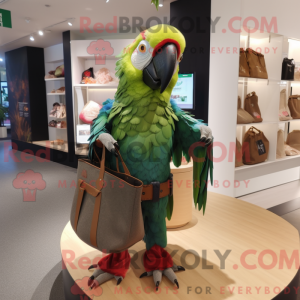 Oliven Macaw maskot kostume...