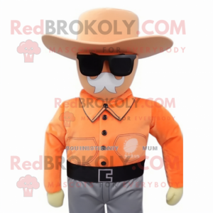 Peach Civil War Soldier mascot costume character dressed with a Blouse and Sunglasses