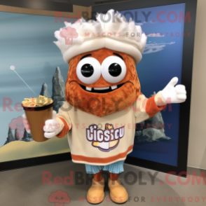 Fantasia de mascote Rust Clam Chowder com suéter e presilhas de cabelo - Mascotes de Clam Chowder - RedBrokoly.com