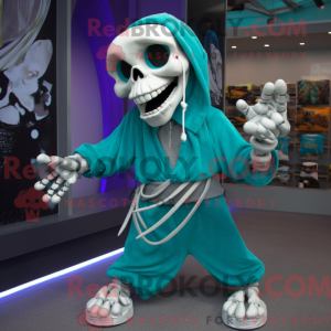 Teal Skull Maskottchen...