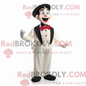 Crème Mime-mascottekostuum...