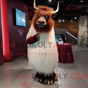 Maroon Yak mascot costume...