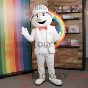 Hvid regnbue maskot kostume...