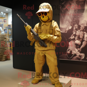 Gold Sniper mascot costume...