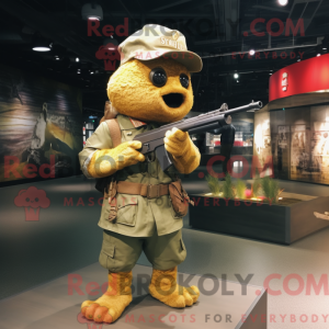 Gold Sniper maskot kostume...