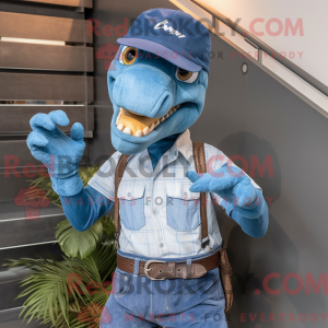 Blå Deinonychus maskot...