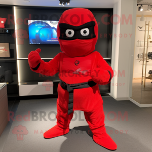 Rød Ninja maskot kostume...