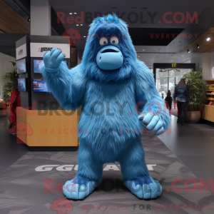 Blå Sasquatch maskot...