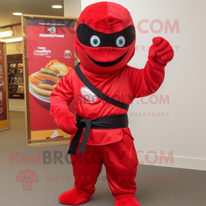 Rode Ninja mascotte kostuum...