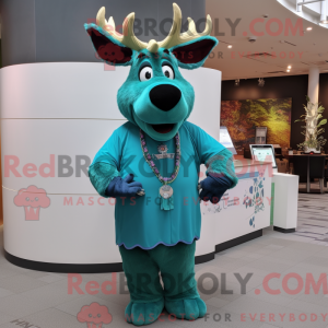 Teal Moose maskotdraktfigur...