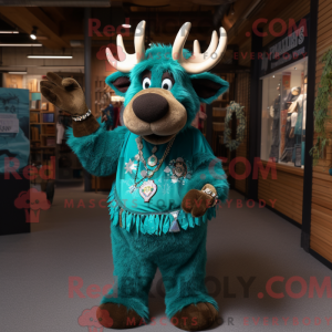 Teal Moose mascottekostuum...
