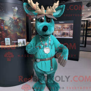 Teal Moose maskotdraktfigur...