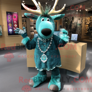 Teal Moose maskotdraktfigur...