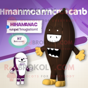 Tan Eggplant mascot costume character dressed with a One-Piece Swimsuit and Hairpins