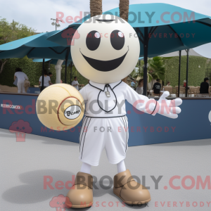Cream Petanque Ball mascot...