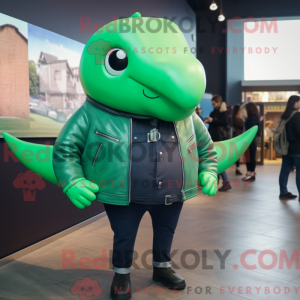 Green Whale mascot costume...