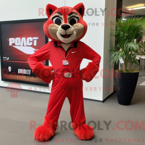 Rød Puma-maskotdraktfigur...