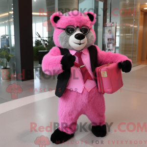 Pink brillebjørn maskot...