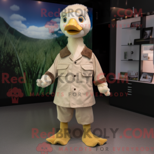 Beige Gosling mascot...