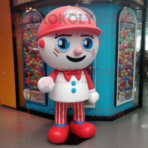 nan Gumball Machine mascot costume character dressed with a Culottes and Hat pins