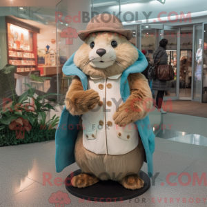 Cream Beaver mascot costume...