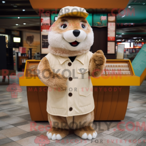 Cream Beaver maskot kostume...