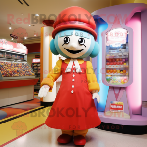 nan Gumball Machine mascot costume character dressed with a Culottes and Hat pins