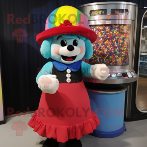 nan Gumball Machine mascot costume character dressed with a Culottes and Hat pins