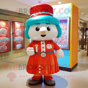 nan Gumball Machine mascot costume character dressed with a Culottes and Hat pins