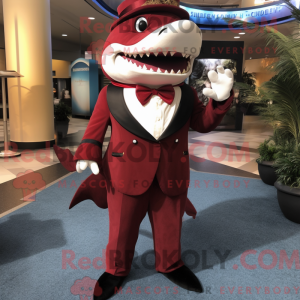 Maroon Shark maskot kostume...