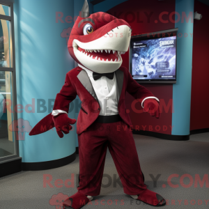 Maroon Shark mascot costume...