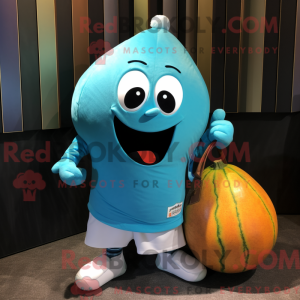 Cyan Squash maskot kostume...