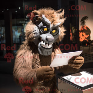 Brun varulv maskot kostume...
