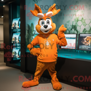 Orange Deer maskot kostume...