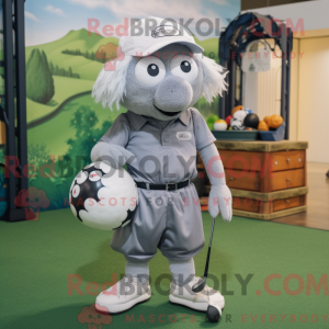 Gray Golf Ball mascot...