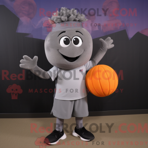 Grå squash-maskotdraktfigur...