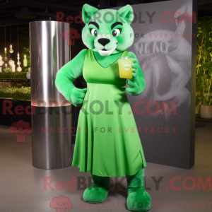 Groen Puma-mascottekostuum...