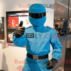Cyan Gi Joe mascot costume...