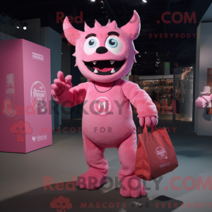 Rosa Demon maskot kostym...