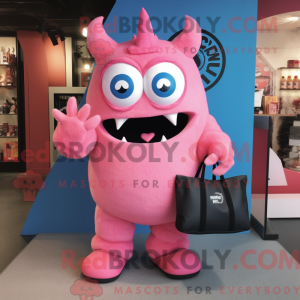 Pink Demon maskot kostume...