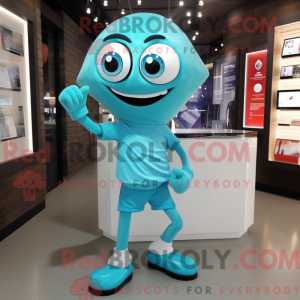 Cyan armbånd maskot kostyme...