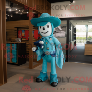 Cyan Cowboy Maskottchen...