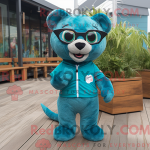 Teal Jaguarundi mascot...