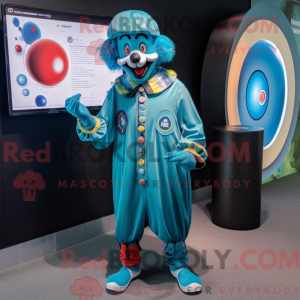 Cyaan clown mascottekostuum...