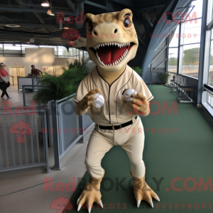Beige Allosaurus maskot...